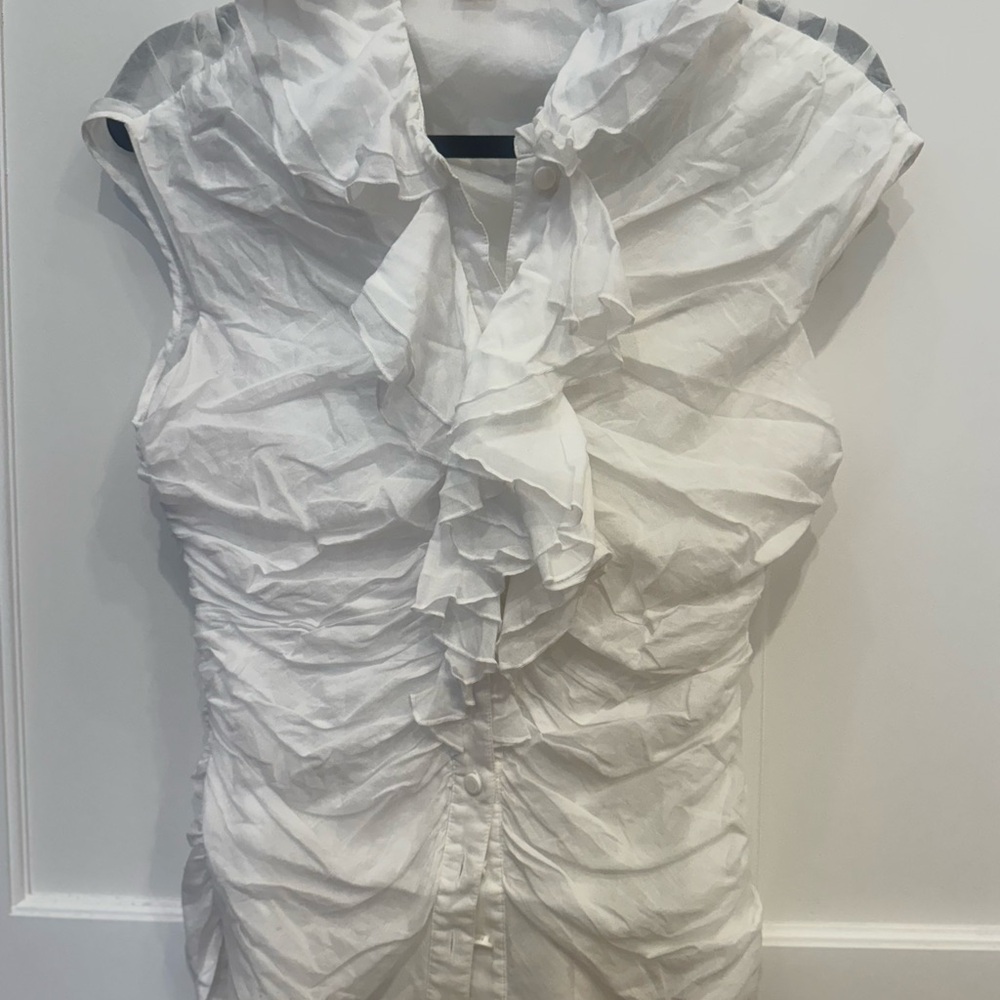 Catherine Malandrino White Ruffled Blouse